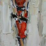 "LADY IN RED" 10X20" OIL ON CANVAS SOLD