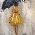 "DANCING IN THE RAIN 1 NEW EDITION" OIL ON CANVAS 10X14" sold