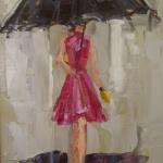 "DANCING IN THE RAIN 6" 9X12" oil on canvas SOLD